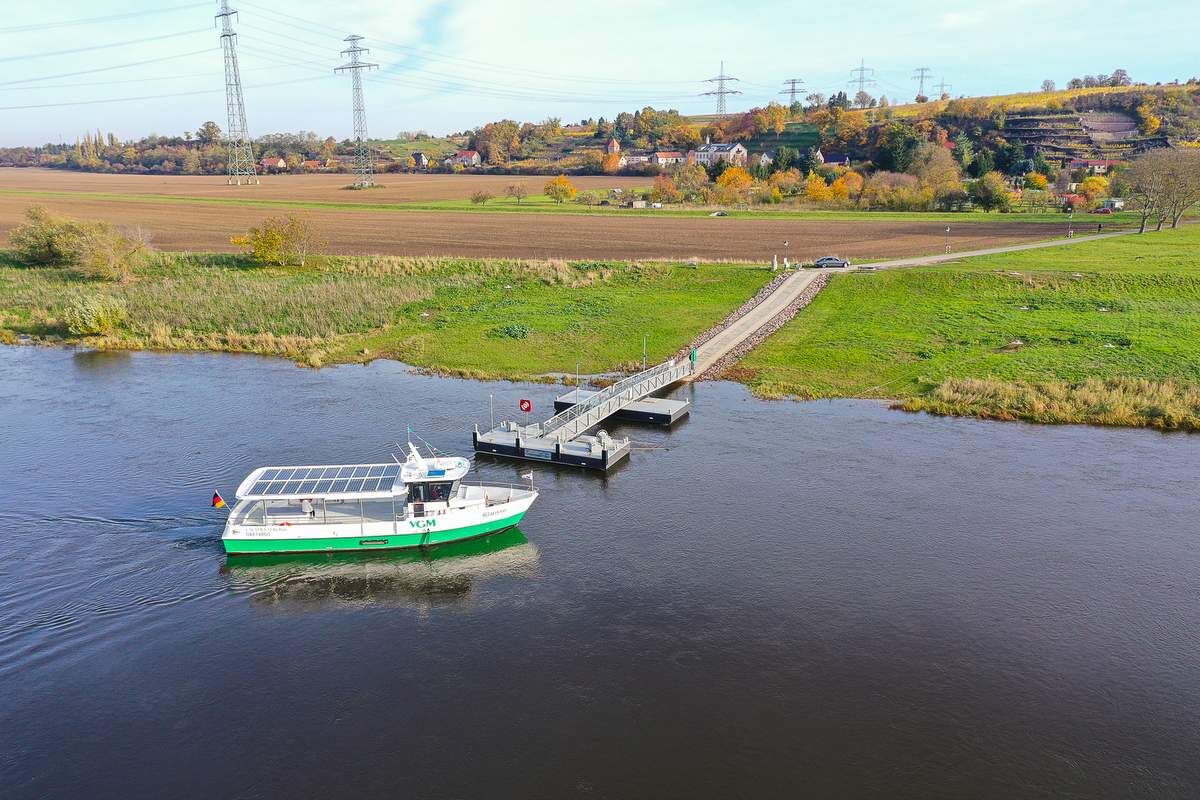 Luftbild der Anlegestelle Diesbar-Seußlitz | Foto: Gabriele Hanke